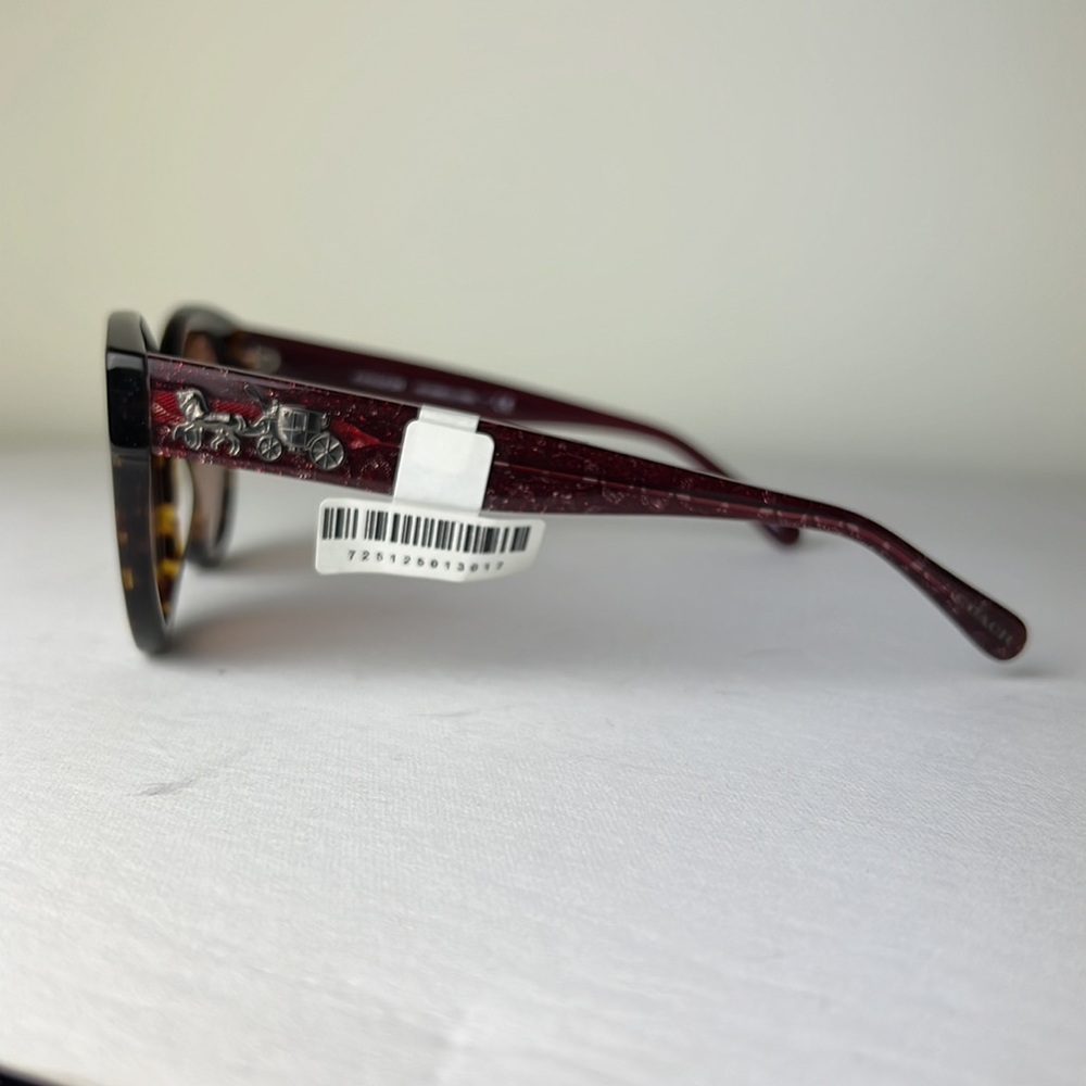 NWT coach sunglasses in tortoiseshell with burgundy arm - Picture 4 of 10
